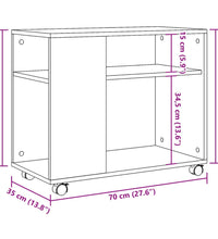 Beistelltisch mit Rollen Schwarz 70x35x60 cm Holzwerkstoff