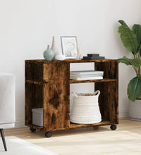 Beistelltisch mit Rollen Räuchereiche 70x35x60 cm Holzwerkstoff