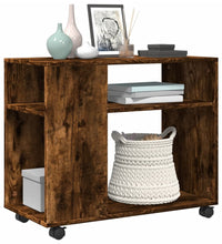 Beistelltisch mit Rollen Räuchereiche 70x35x60 cm Holzwerkstoff