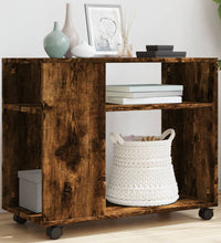 Beistelltisch mit Rollen Räuchereiche 70x35x60 cm Holzwerkstoff