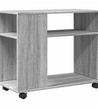 Beistelltisch mit Rollen Grau Sonoma 70x35x60 Holzwerkstoff