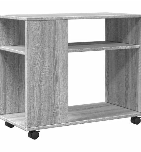 Beistelltisch mit Rollen Grau Sonoma 70x35x60 Holzwerkstoff