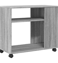 Beistelltisch mit Rollen Grau Sonoma 70x35x60 Holzwerkstoff