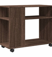 Beistelltisch mit Rollen Braun Eiche 70x35x60 cm Holzwerkstoff