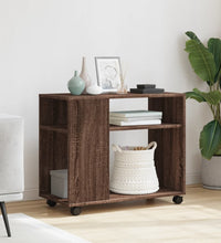 Beistelltisch mit Rollen Braun Eiche 70x35x60 cm Holzwerkstoff