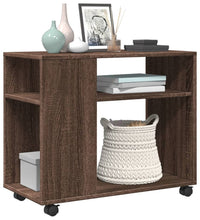 Beistelltisch mit Rollen Braun Eiche 70x35x60 cm Holzwerkstoff