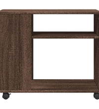 Beistelltisch mit Rollen Braun Eiche 70x35x60 cm Holzwerkstoff