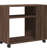 Beistelltisch mit Rollen Braun Eiche 70x35x60 cm Holzwerkstoff