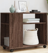 Beistelltisch mit Rollen Braun Eiche 70x35x60 cm Holzwerkstoff