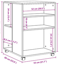 Beistelltisch mit Rollen Weiß 55x60x78 cm Holzwerkstoff