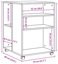 Beistelltisch mit Rollen Schwarz 55x60x78 cm Holzwerkstoff