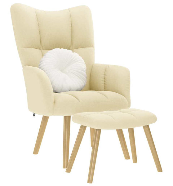 Relaxsessel mit Hocker Creme Stoff