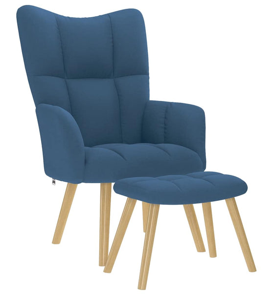 Relaxsessel mit Hocker Blau Stoff