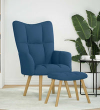 Relaxsessel mit Hocker Blau Stoff