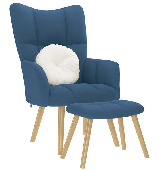 Relaxsessel mit Hocker Blau Stoff