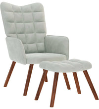 Relaxsessel mit Hocker Hellgrau Samt
