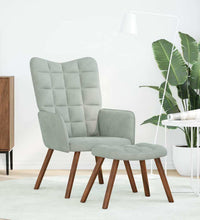 Relaxsessel mit Hocker Hellgrau Samt