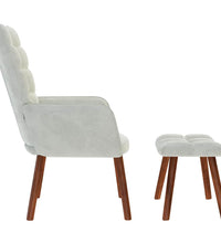 Relaxsessel mit Hocker Hellgrau Samt