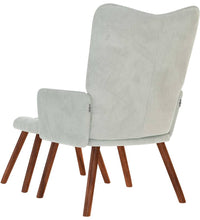 Relaxsessel mit Hocker Hellgrau Samt