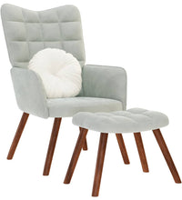Relaxsessel mit Hocker Hellgrau Samt