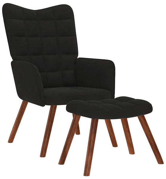 Relaxsessel mit Hocker Schwarz Samt