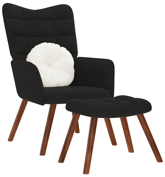 Relaxsessel mit Hocker Schwarz Samt