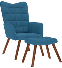 Relaxsessel mit Hocker Blau Samt