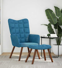 Relaxsessel mit Hocker Blau Samt