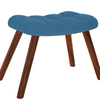 Relaxsessel mit Hocker Blau Samt