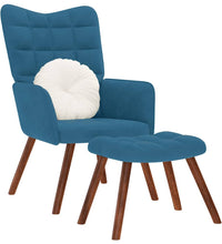 Relaxsessel mit Hocker Blau Samt