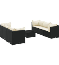 7-tlg. Garten-Lounge-Set mit Kissen Schwarz Poly Rattan