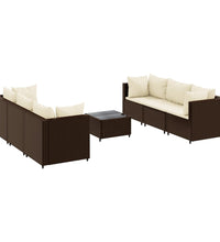 7-tlg. Garten-Lounge-Set mit Kissen Braun Poly Rattan