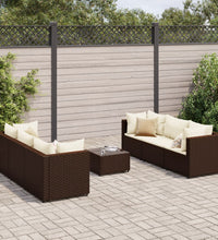 7-tlg. Garten-Lounge-Set mit Kissen Braun Poly Rattan