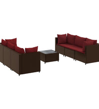 7-tlg. Garten-Lounge-Set mit Kissen Braun Poly Rattan