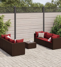 7-tlg. Garten-Lounge-Set mit Kissen Braun Poly Rattan