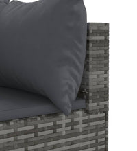 7-tlg. Garten-Lounge-Set mit Kissen Grau Poly Rattan