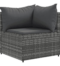 7-tlg. Garten-Lounge-Set mit Kissen Grau Poly Rattan