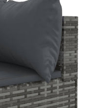 7-tlg. Garten-Lounge-Set mit Kissen Grau Poly Rattan