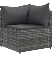 7-tlg. Garten-Lounge-Set mit Kissen Grau Poly Rattan