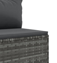 7-tlg. Garten-Lounge-Set mit Kissen Grau Poly Rattan