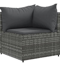 7-tlg. Garten-Lounge-Set mit Kissen Grau Poly Rattan