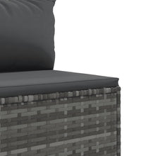 7-tlg. Garten-Lounge-Set mit Kissen Grau Poly Rattan