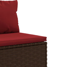 7-tlg. Garten-Lounge-Set mit Kissen Braun Poly Rattan