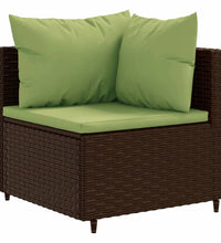 7-tlg. Garten-Lounge-Set mit Kissen Braun Poly Rattan