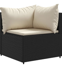 7-tlg. Garten-Lounge-Set mit Kissen Schwarz Poly Rattan