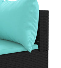 7-tlg. Garten-Lounge-Set mit Kissen Schwarz Poly Rattan