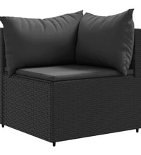 7-tlg. Garten-Lounge-Set mit Kissen Schwarz Poly Rattan