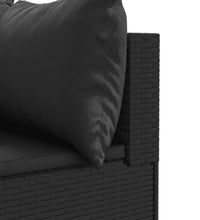 7-tlg. Garten-Lounge-Set mit Kissen Schwarz Poly Rattan