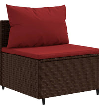 7-tlg. Garten-Lounge-Set mit Kissen Braun Poly Rattan