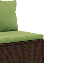7-tlg. Garten-Lounge-Set mit Kissen Braun Poly Rattan